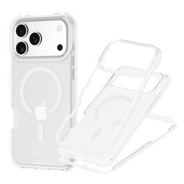 Dteck - For Apple iPhone 17 Pro Max Shockproof Ergonomic Rugged Triple-Layer Magnetic Mag Safe Case Front Frame Cover - White