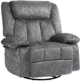 Homcom - Swivel Rocker Recliner Chair, Fabric with Cushion, Rocking, Footrest, Side Pockets - Gray