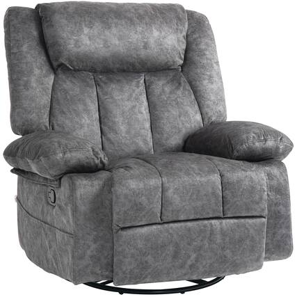 Front. Homcom - Swivel Rocker Recliner Chair, Fabric with Cushion, Rocking, Footrest, Side Pockets - Gray.