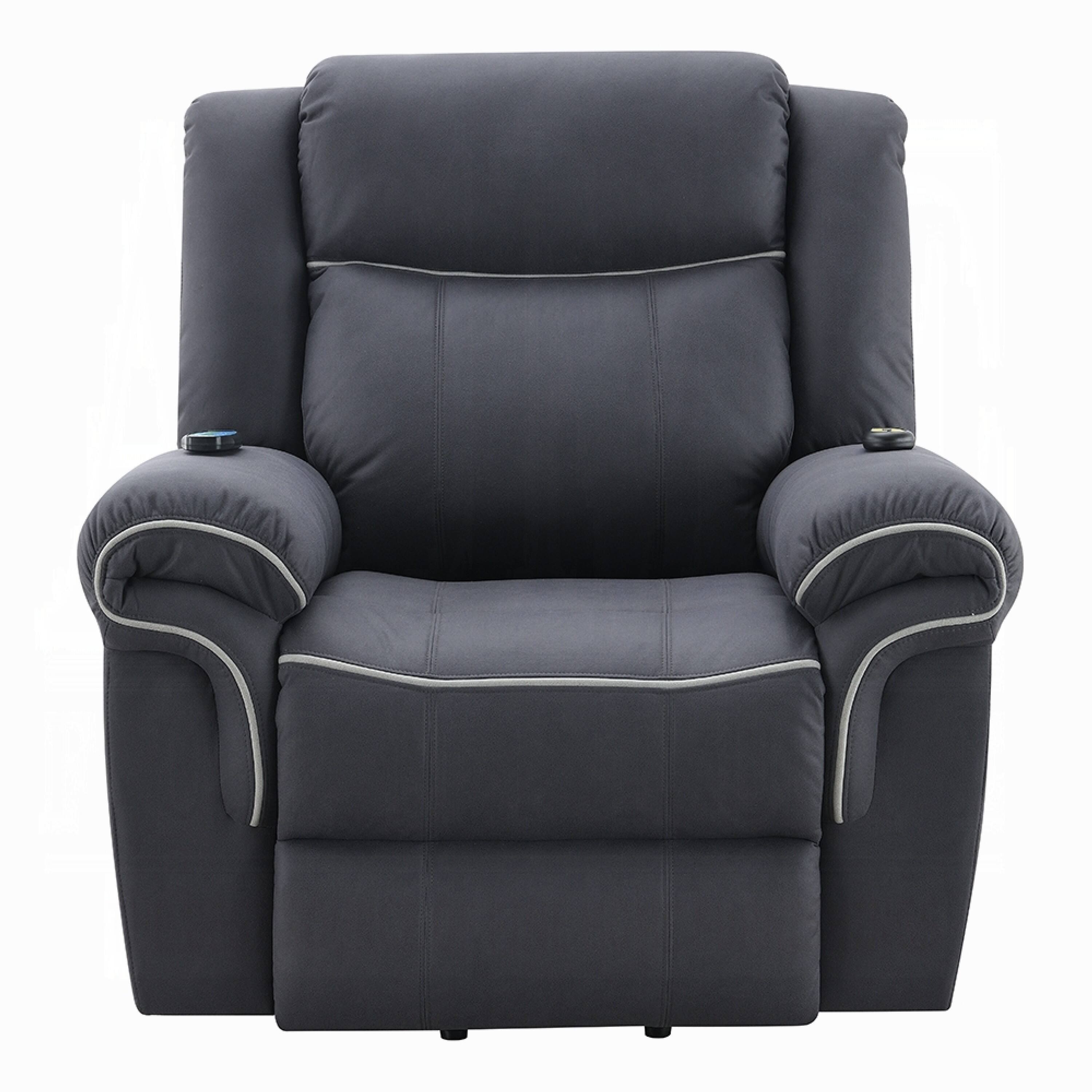 Angle. Manhattan Lane - Seru Power Motion Lift and Recliner Chair, Heated Massage, - Dark Gray.
