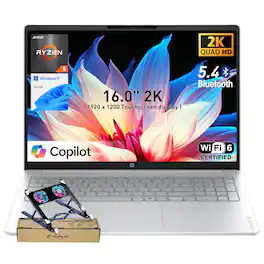 HP - Upgraded - OmniBook 3 16" FHD+ Touchscreen Laptop - AMD Ryzen 5 40 - 8GB RAM 1TB SSD - Copilot - PCO Laptop Cooler - Silver