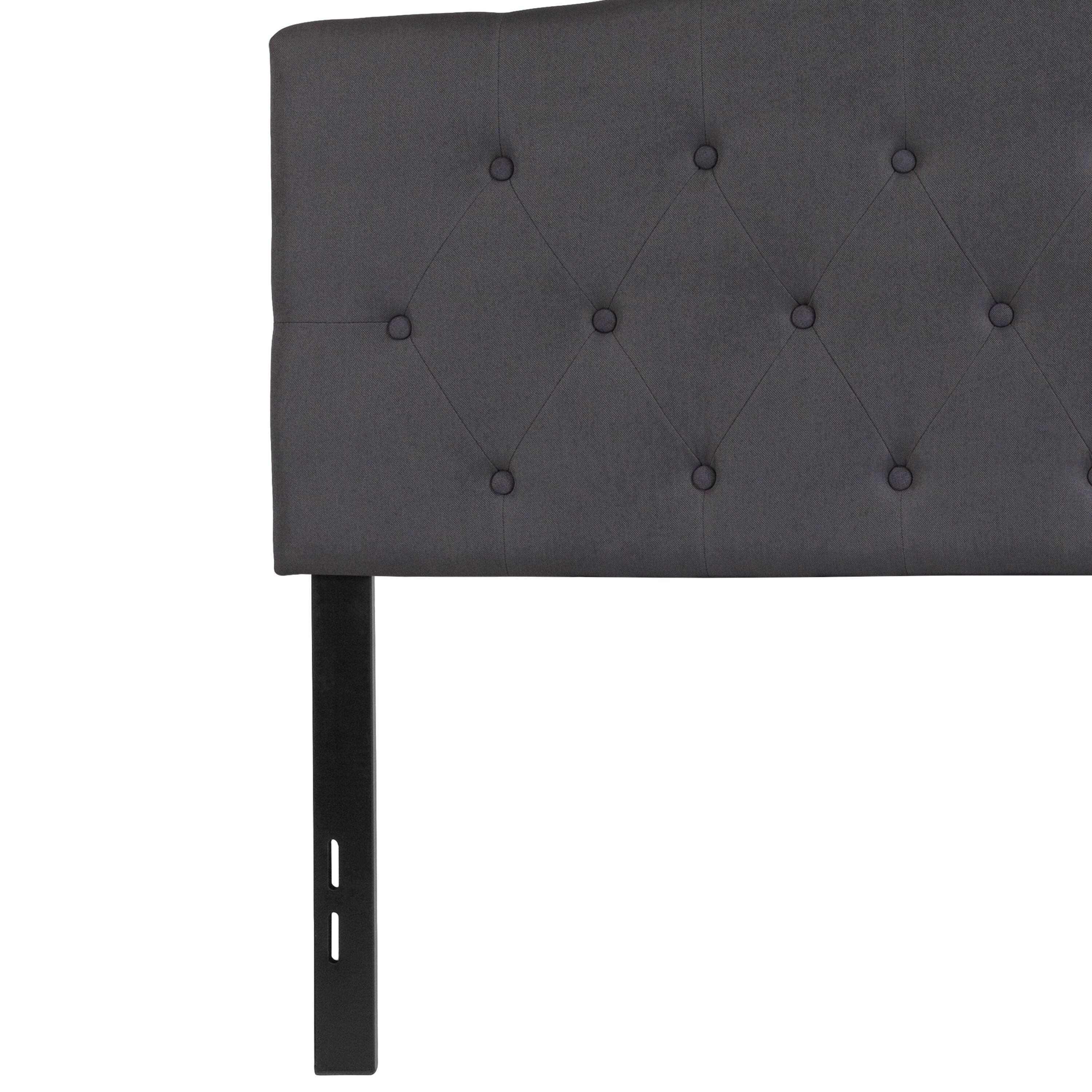 Alt View 7. Emma + Oliver - Arched Button Tufted Upholstered Headboard - Dark Gray.