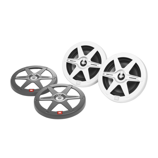 JBL - CLUB82 8" (200mm) two-way marine audio multi-element speaker 150W – white/Gray Grills included - Black