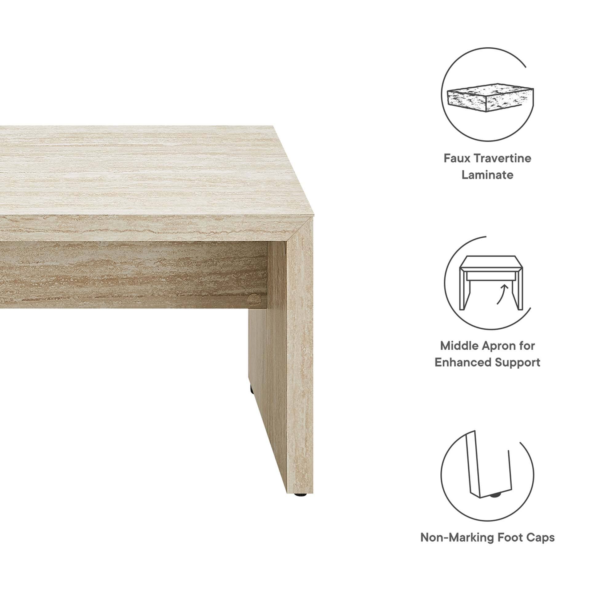 Faux Travertine Laminate  
Middle Apron for Enhanced Support  
Non-Marking Foot Caps
