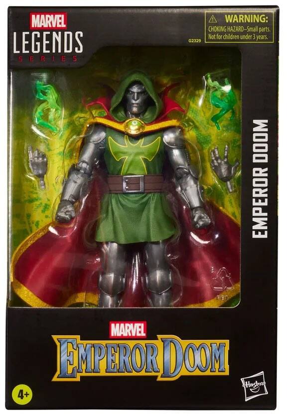 MARVEL LEGENDS SERIES  
WARNING: CHOKING HAZARD - Small parts. Not for children under 3 years.  
G2329  
EMPEROR DOOM  
MARVEL EMPEROR DOOM  
4+