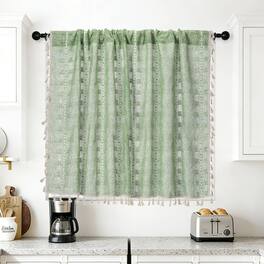 Unique Bargains - Curtain Valances, 33"x52" Semi Sheer Rod Pocket for Small Windows Living/Bed/Bath/Kitchen, Set of 1 Panel - Light Green