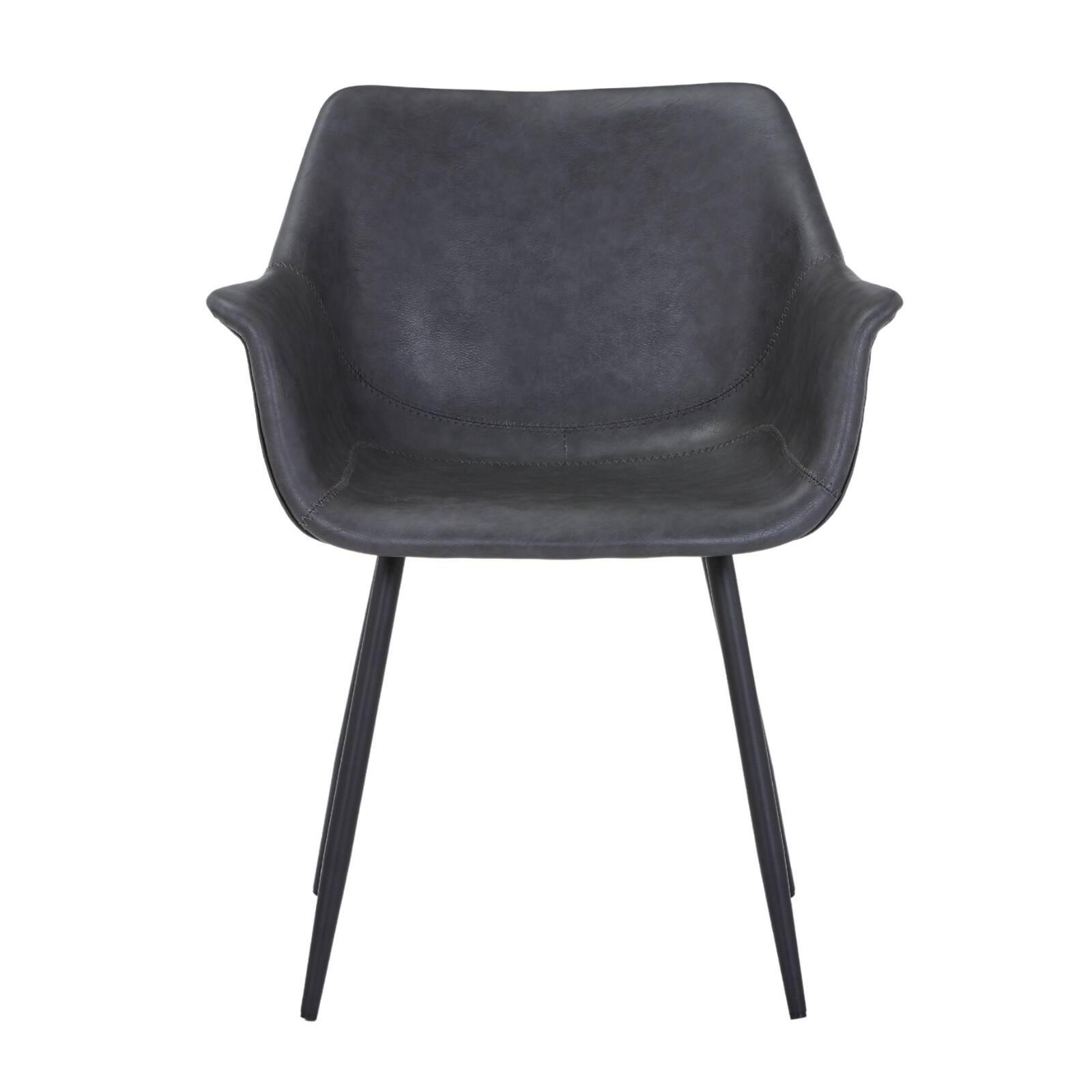 Alt View 6. LeisureMod - Markley 2-PCS Modern Leather Accent Dining Chair with Powder-Coated Iron Legs - Charcoal Black.