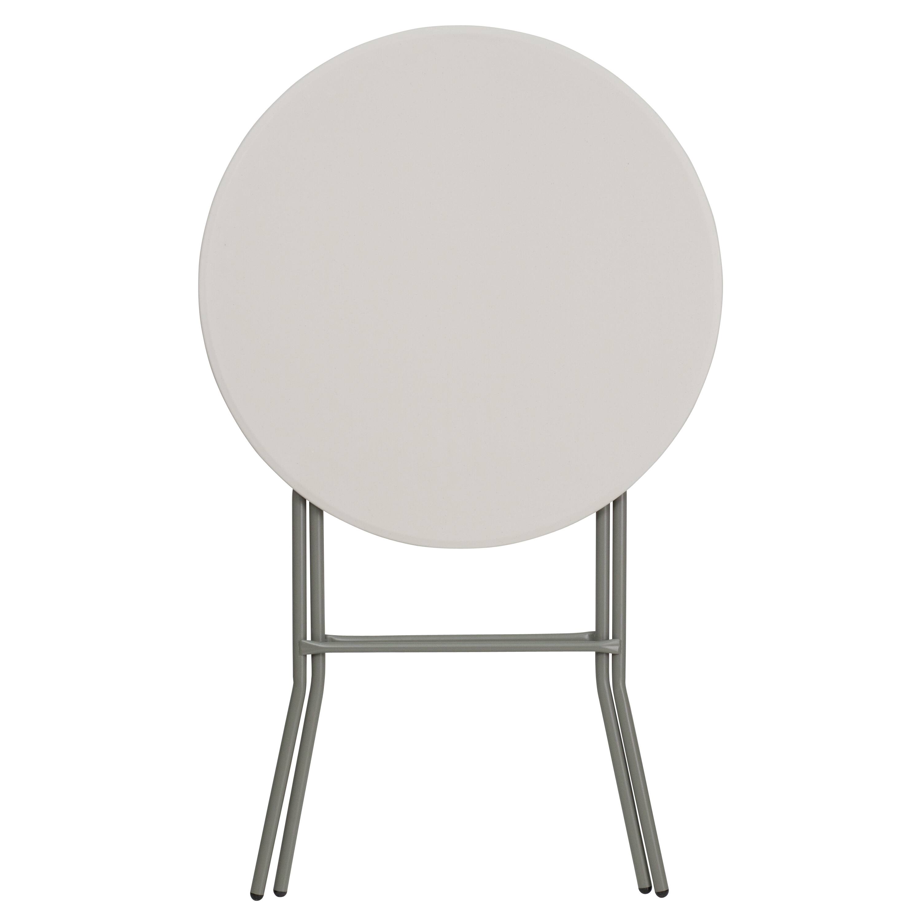 Alt View 5. Emma + Oliver - 2.63-Foot Round Plastic Bar Height Folding Table - Granite White.