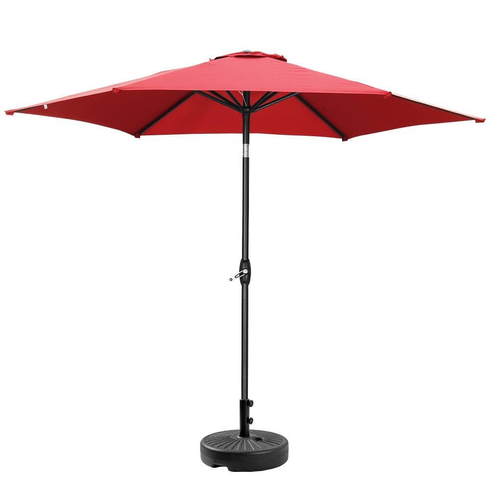 Front. Ainfox - Ainfox 9ft Patio Umbrella With Round umbrella base - Red.
