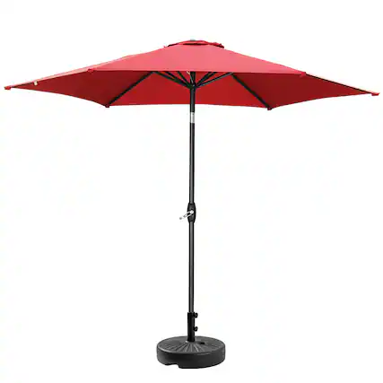 Front. Ainfox - Ainfox 9ft Patio Umbrella With Round umbrella base - Red.