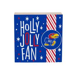 Evergreen Enterprises - Kansas Jayhawks 6" Holiday Wood Plock Shelf Sign - Multicolor