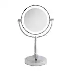 Front. Zadro - Cordless LED Lighted Makeup Mirror with 10X/1X Magnifications for Flawless Beauty - Chrome.