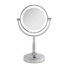 Zadro - Cordless LED Lighted Makeup Mirror with 10X/1X Magnifications for Flawless Beauty - Chrome