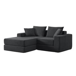 Loheer - Modular Sectional Sofa Cloud Couch Deep Seat Sleeper L-Shape Chaise No Assembly Boneless Loveseat - Dark Gray