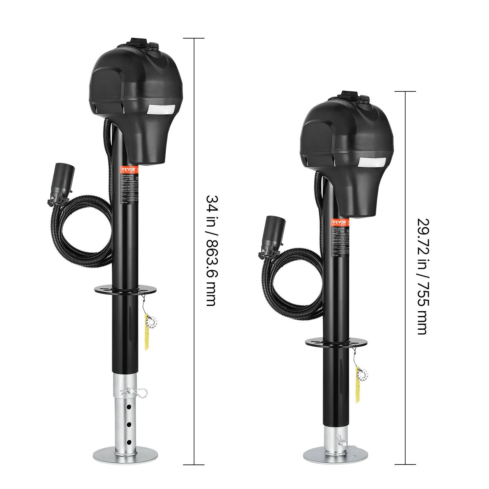 VEVOR 34 in / 863.6 mm  
VEVOR 29.72 in / 755 mm