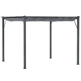 PULUZ - 10 feet x 10 feet Outdoor Retractable Pergola Canopy, Aluminum Patio Pergola, Backyard Shade Shelter for Garden & Partie - Gray