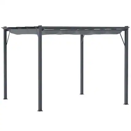Front. PULUZ - 10 feet x 10 feet Outdoor Retractable Pergola Canopy, Aluminum Patio Pergola, Backyard Shade Shelter for Garden & Partie - Gray.