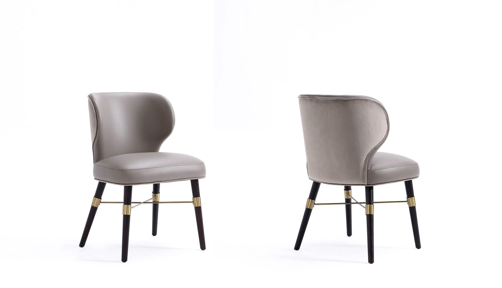 Manhattan Comfort - Strine Modern Wood Upholstered Dining Chair - Set of 2 - Dark Taupe