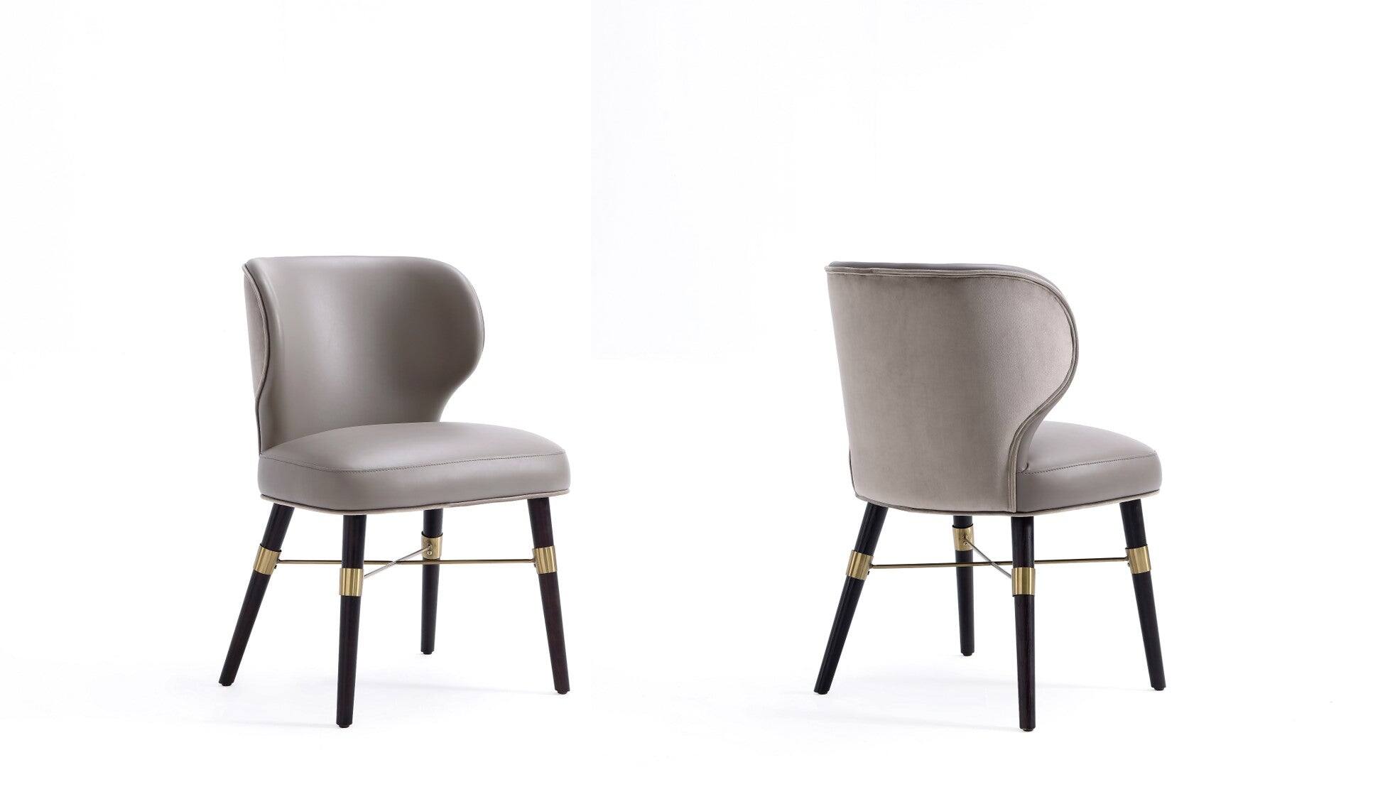 Front. Manhattan Comfort - Strine Modern Wood Upholstered Dining Chair - Set of 2 - Dark Taupe.
