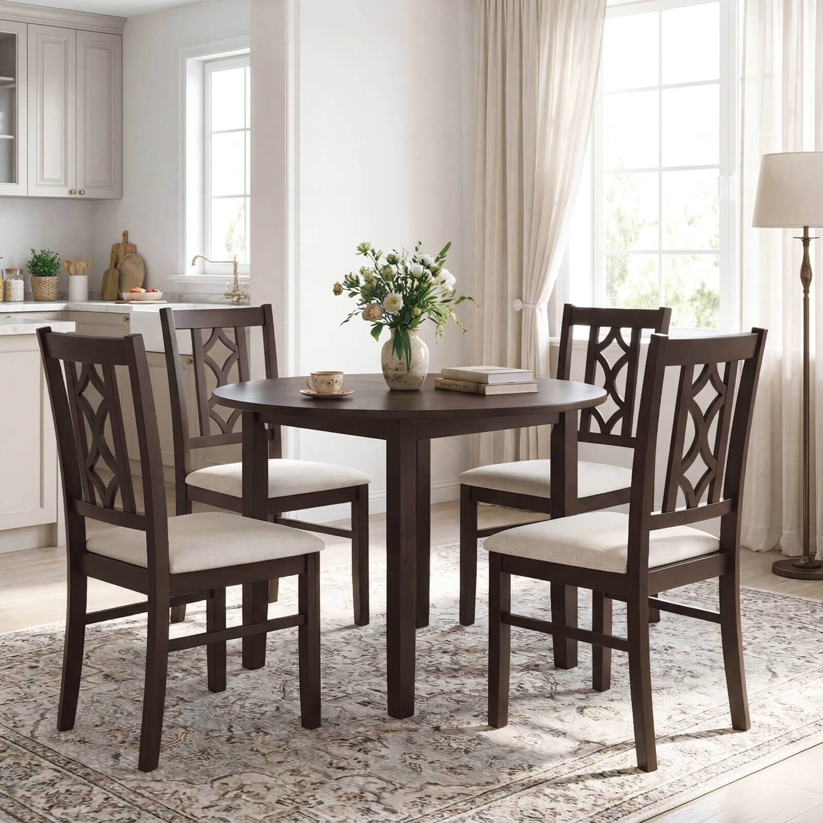 Alt View 4. Costway - Costway Dining Chairs Set of 2 with Hollowed Backrest & Padded Seat for Living Room Kitchen - Walnut.