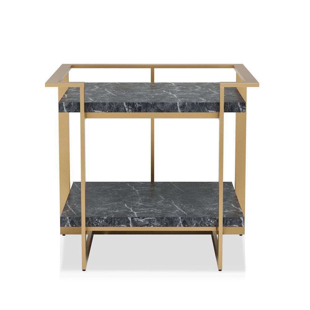 Angle. Furniture of America - Meliman Contemporary Metal 1-Shelf End Table in Gold and Black - Black.