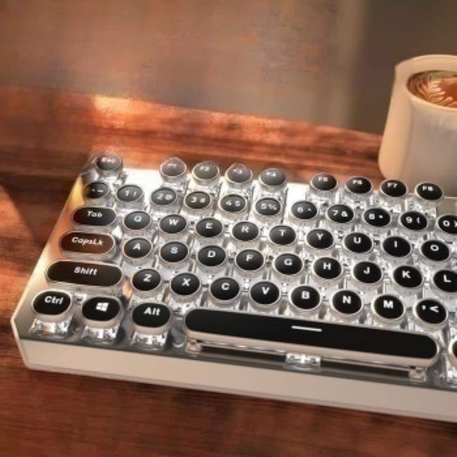 PARKER SLATER - Wireless mechanical typewriter keyboard with 80% layout, white backlight, blue switches, and design - Black