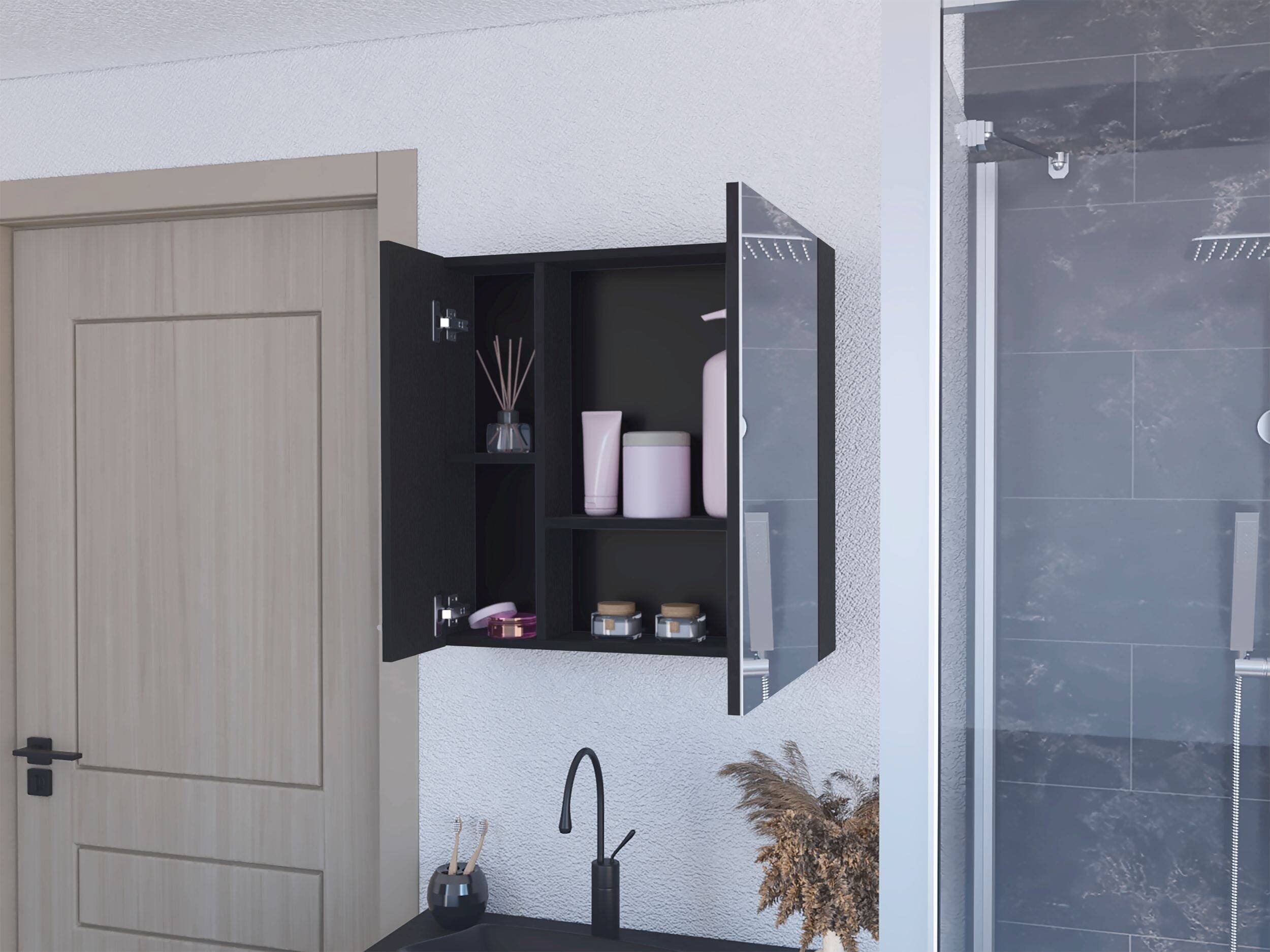 Back. Treevol Furniture - Prague Medicine Cabinet ,Bathroom,Black - Black.
