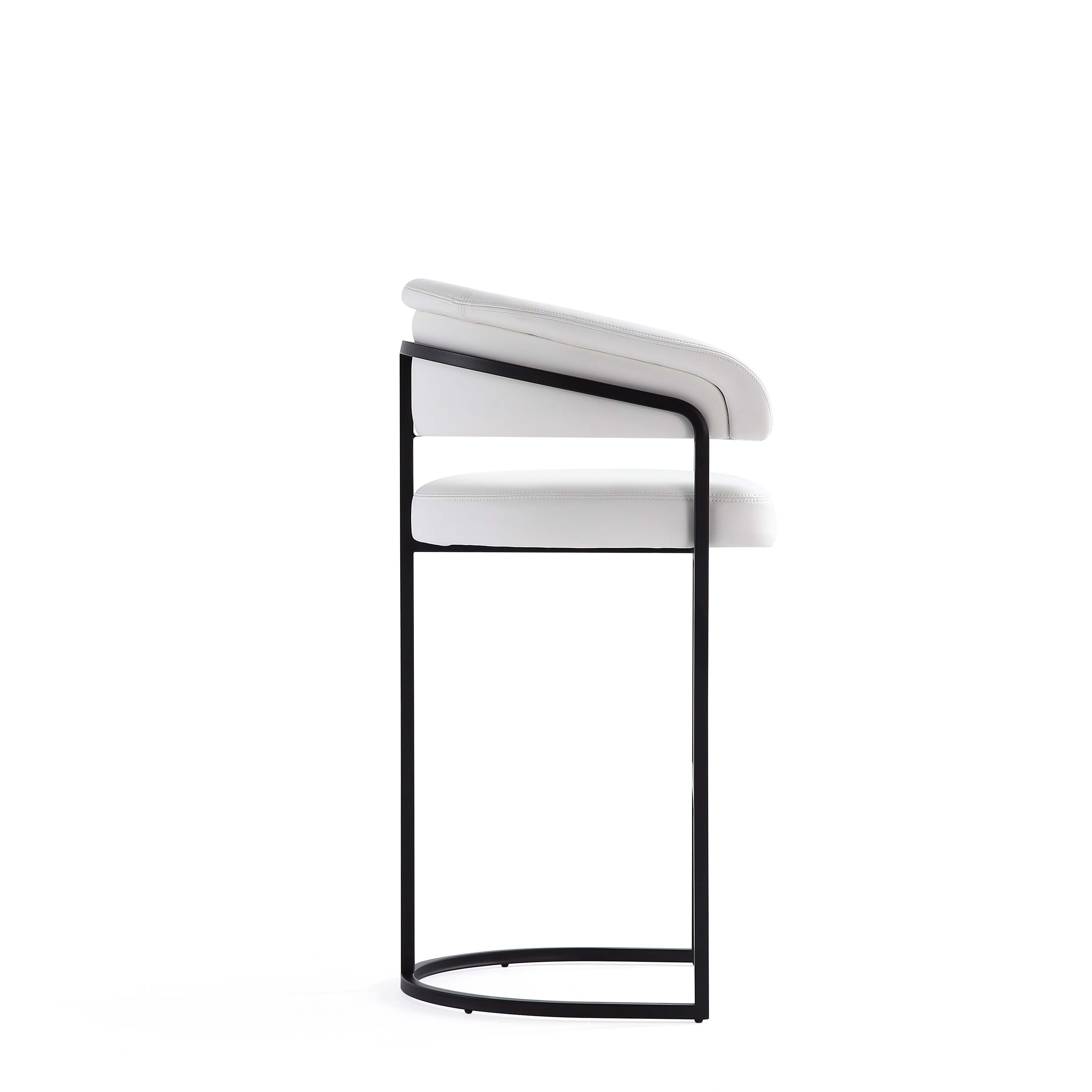 Alt View 3. Manhattan Comfort - Augusta Modern Metal Upholstered Barstool - Set of 3 - White.