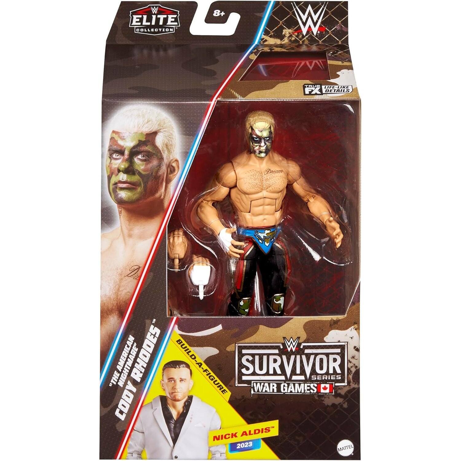 8+ ELITE COLLECTION L W 10UE 21.A2N2 FX DETAILS Dn I AN W AMERICAN RHODES BUILD-A-FIGURE SURVIVOR "THE SERIES WAR GAMES + CODY NICK ALDIS" 2023 MATTEL