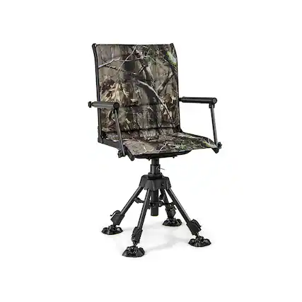 Front. Ecooso - Folding Swivel Patio Chair with Adjustable Legs - Black/Camouflage.