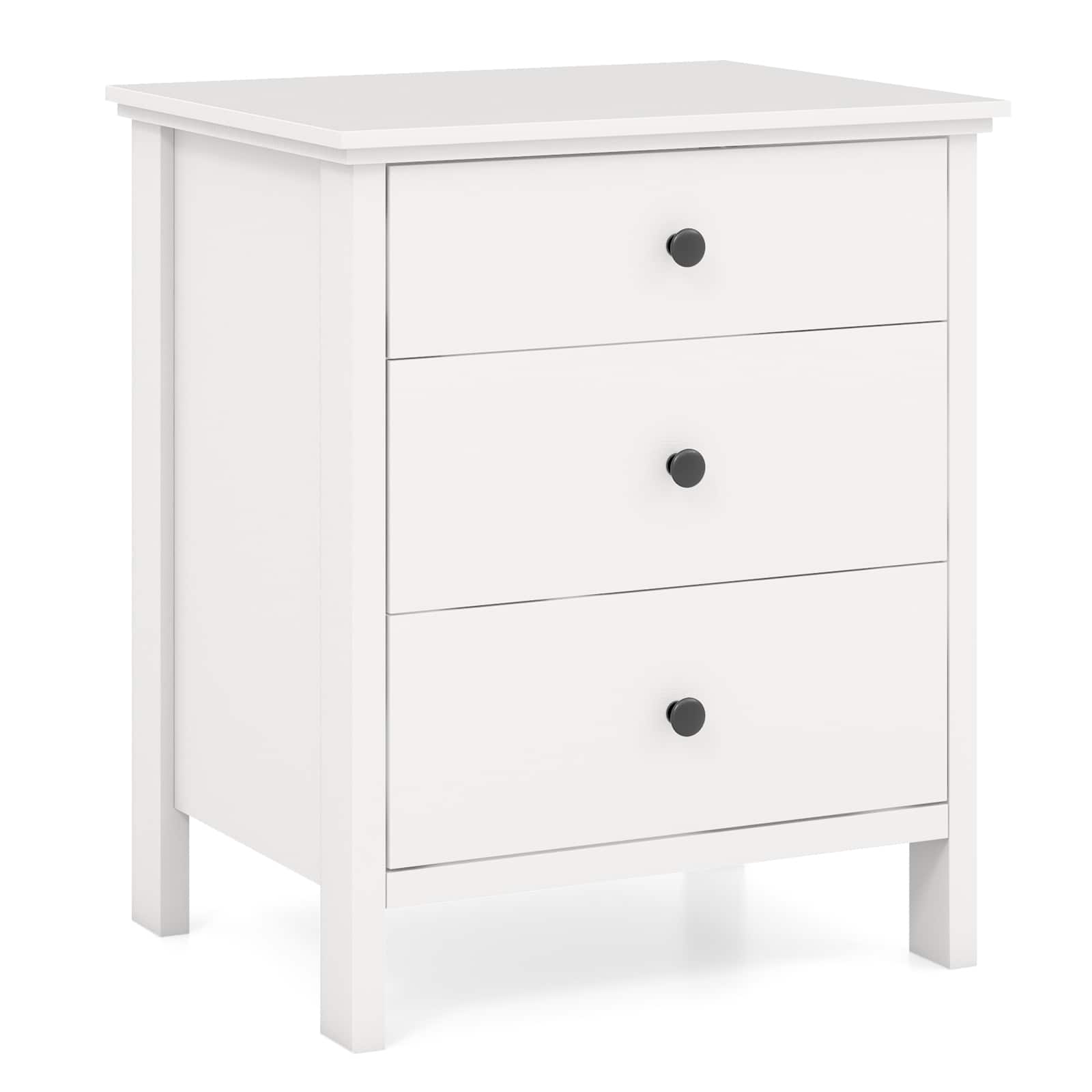 WELLFOR - Modern 3-Drawer Wooden Nightstand - White price history on PriceWatchPro