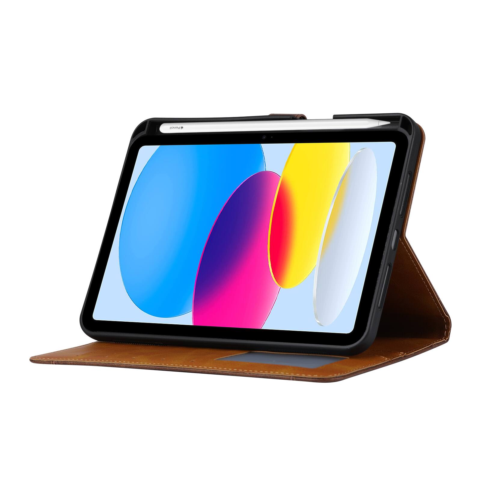 Left. Dteck - Case For Apple iPad 11th(A16) 2025/iPad 10th 2022 Flip Shockproof PU Leather Card Slots Kickstand Pencil Holder Cover - Red.