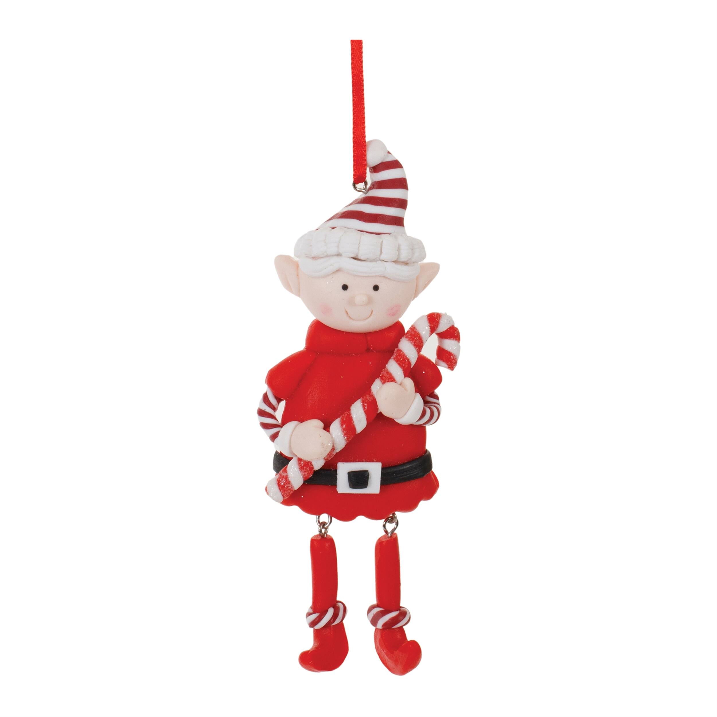 Back. BreeBe - Clay Dough Elf Ornament (Set of 12) - Red.