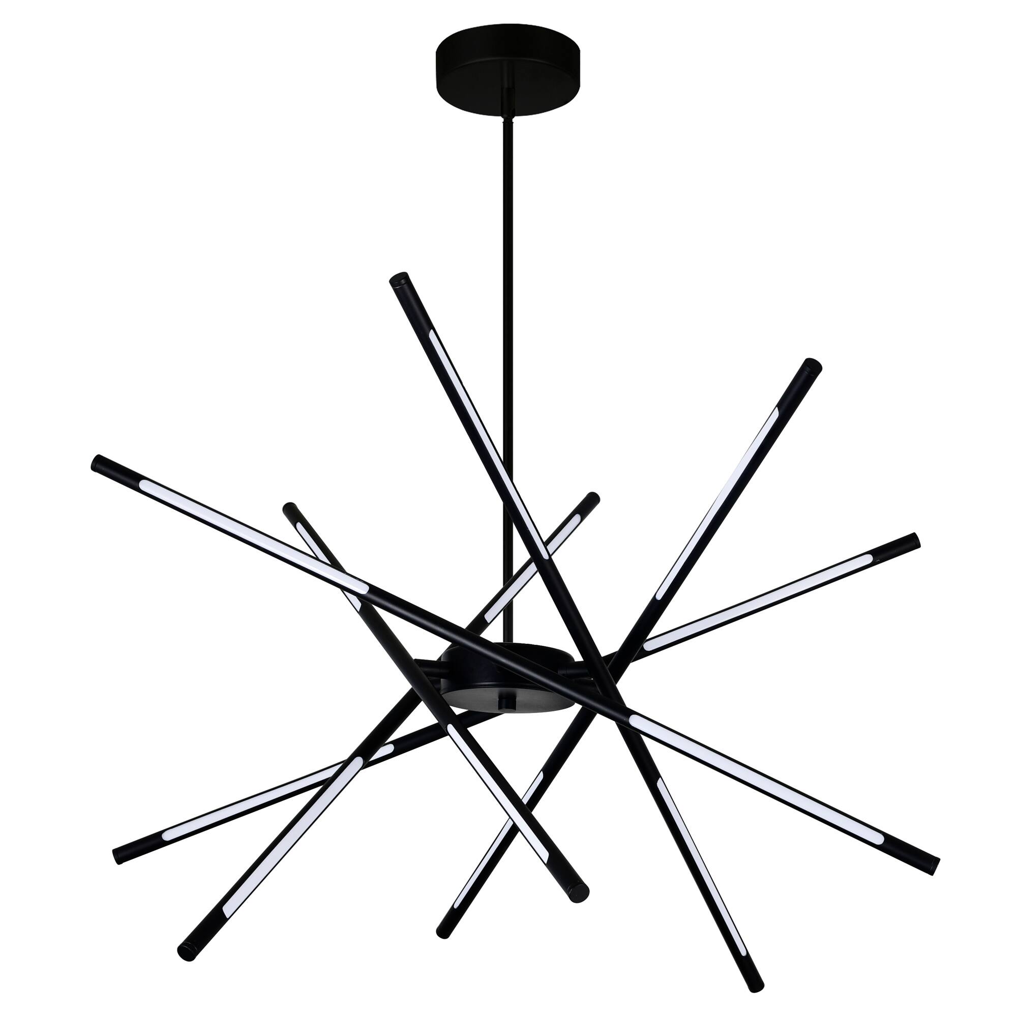 Left. CWI Lighting - Oskil LED Integrated Chandelier With Black Finish - Black.