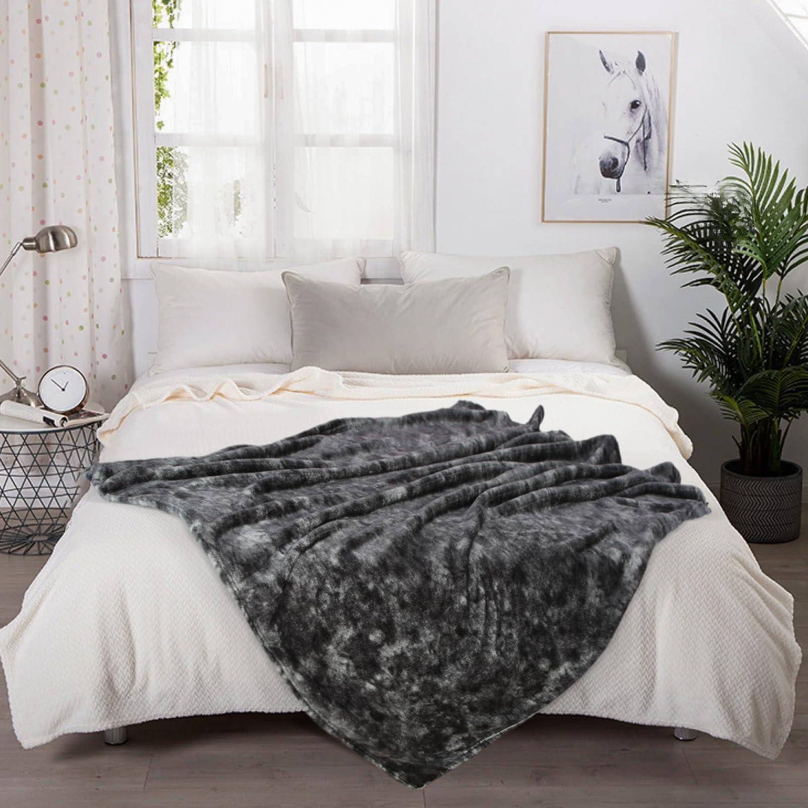 Alt View 5. Refined Abode Design - Throw Blanket For Couch Dark Faux Fleece Flannel Blankets Men And Women Soft Lightweight Chair Sofa Bed sm - 3d Navy Leopard Print Fleece (50x60 IN).
