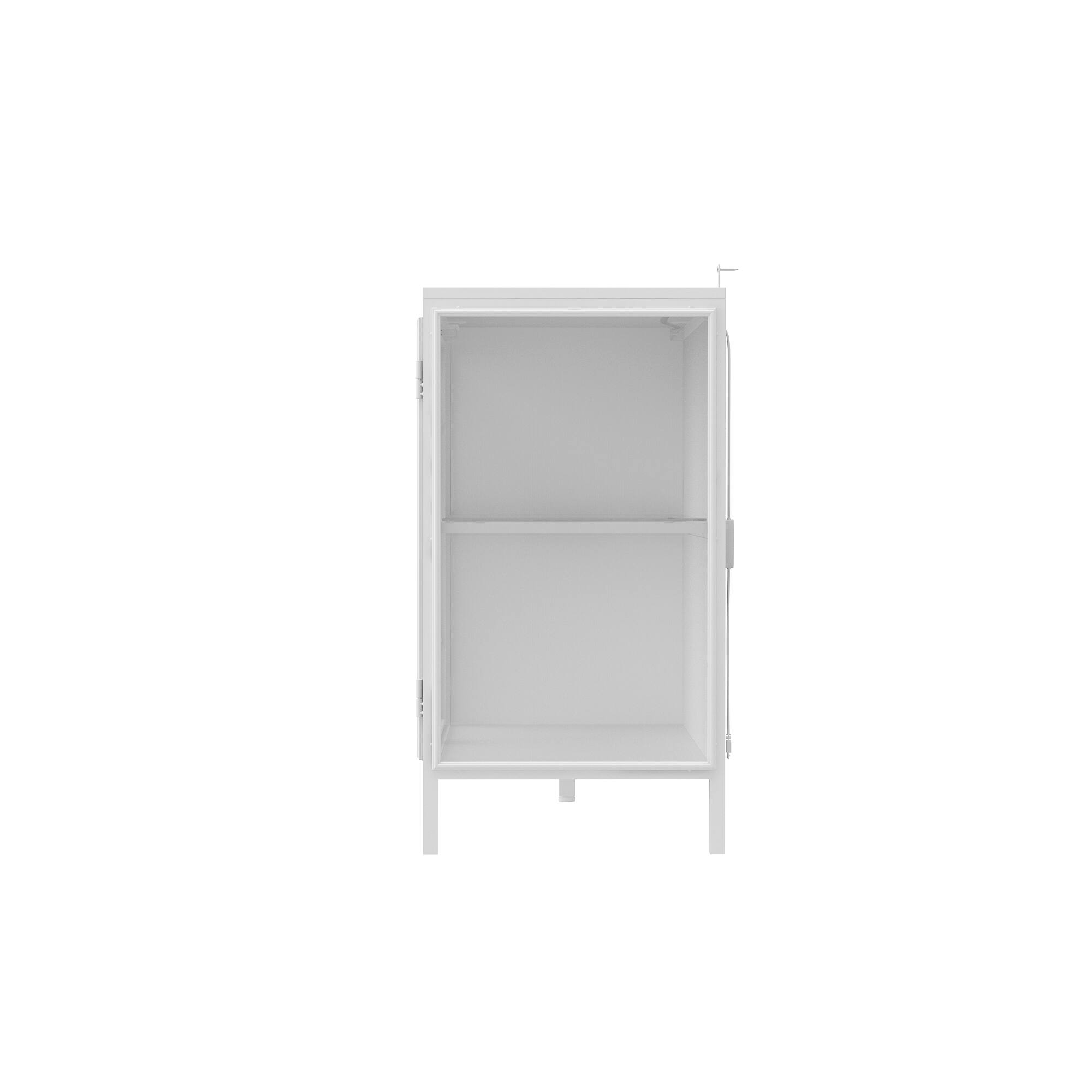 Left. Famapy - Famapy Modern Glass Door Display Cabinet with LED Lighting Metal Frame Tempered GlassStorage Shelves for Living Room - White.