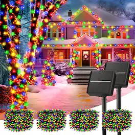 MOSZAR LLC - Four-piece set of 160-foot, 400-LED solar Christmas lights with eight modes - MULTICOLOR