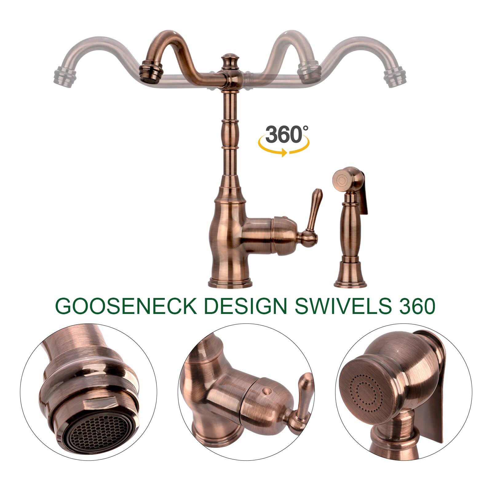 GOOSENECK DESIGN SWIVELS 360°