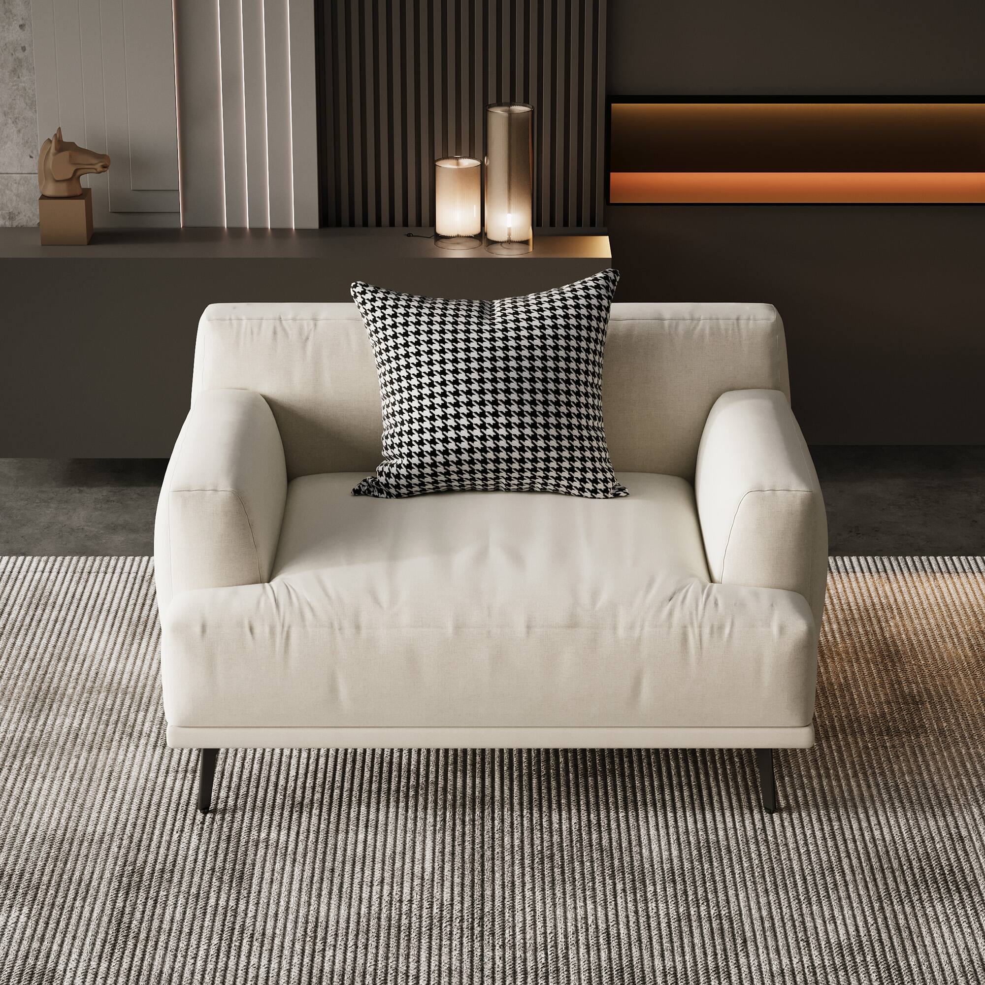 Alt View 2. luck idea - 41.3" Breathable Cotton-Linen Fabric Sofa, Solid Wood Frame, High-Elastic Sponge Seat Cushion - Light Beige.