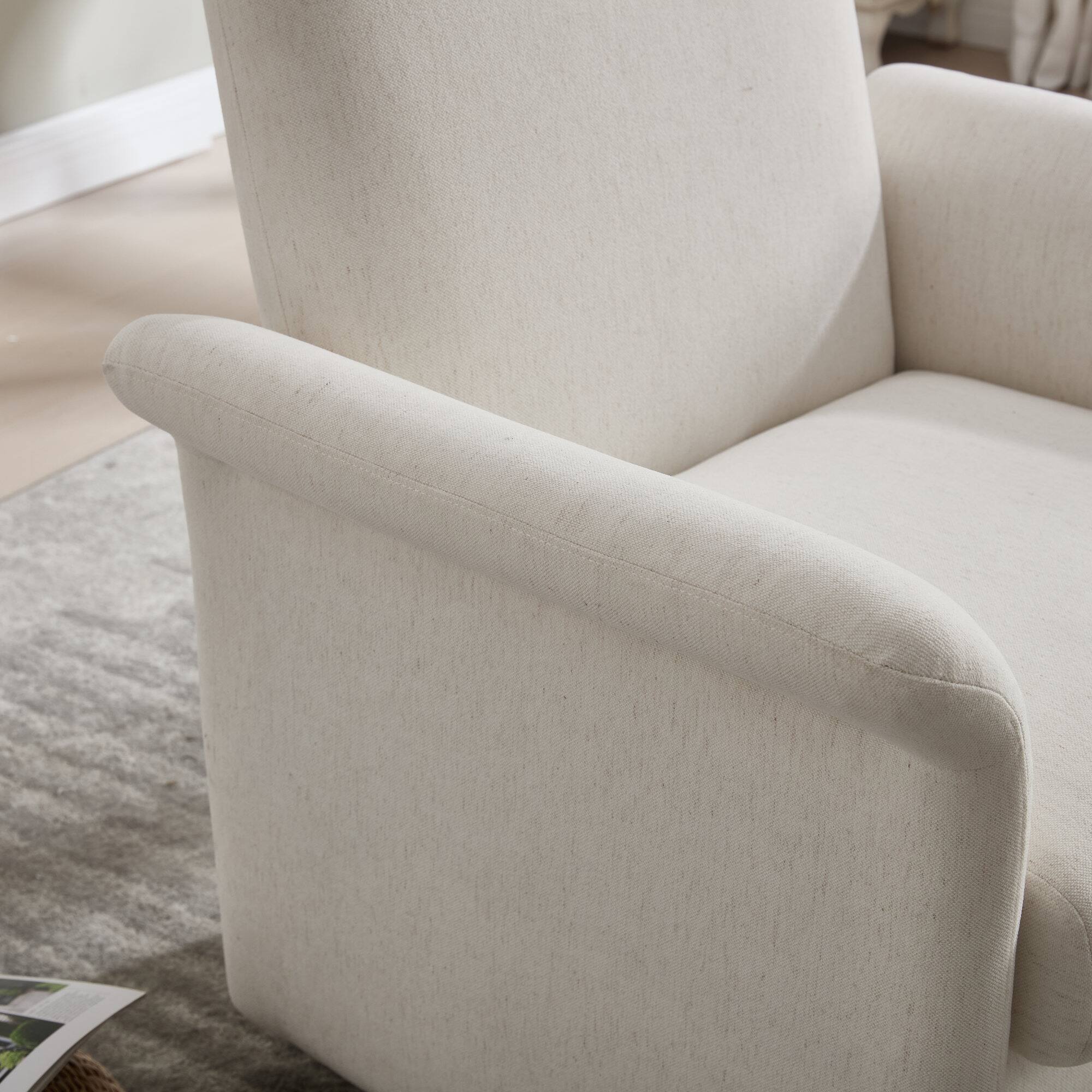 Alt View 9. GOODSILO - Modern Swivel Accent Barrel Chair with Solid Wood Base for Living Room Bedroom or Reading Nook - Cream.