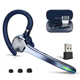 Trigiz - Bluetooth V5.4 Wireless Earpiece Headset with Noise Cancelling, 72Hrs Talk , Handsfree Mic for Trucker,Office - Darkblue