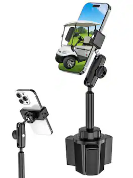 METALTON - Metal Golf Cart Phone Holder Cup Mount With Adjustable Arm Holders For Ezgo Club Car Yamaha Lunas Compatibl - Default