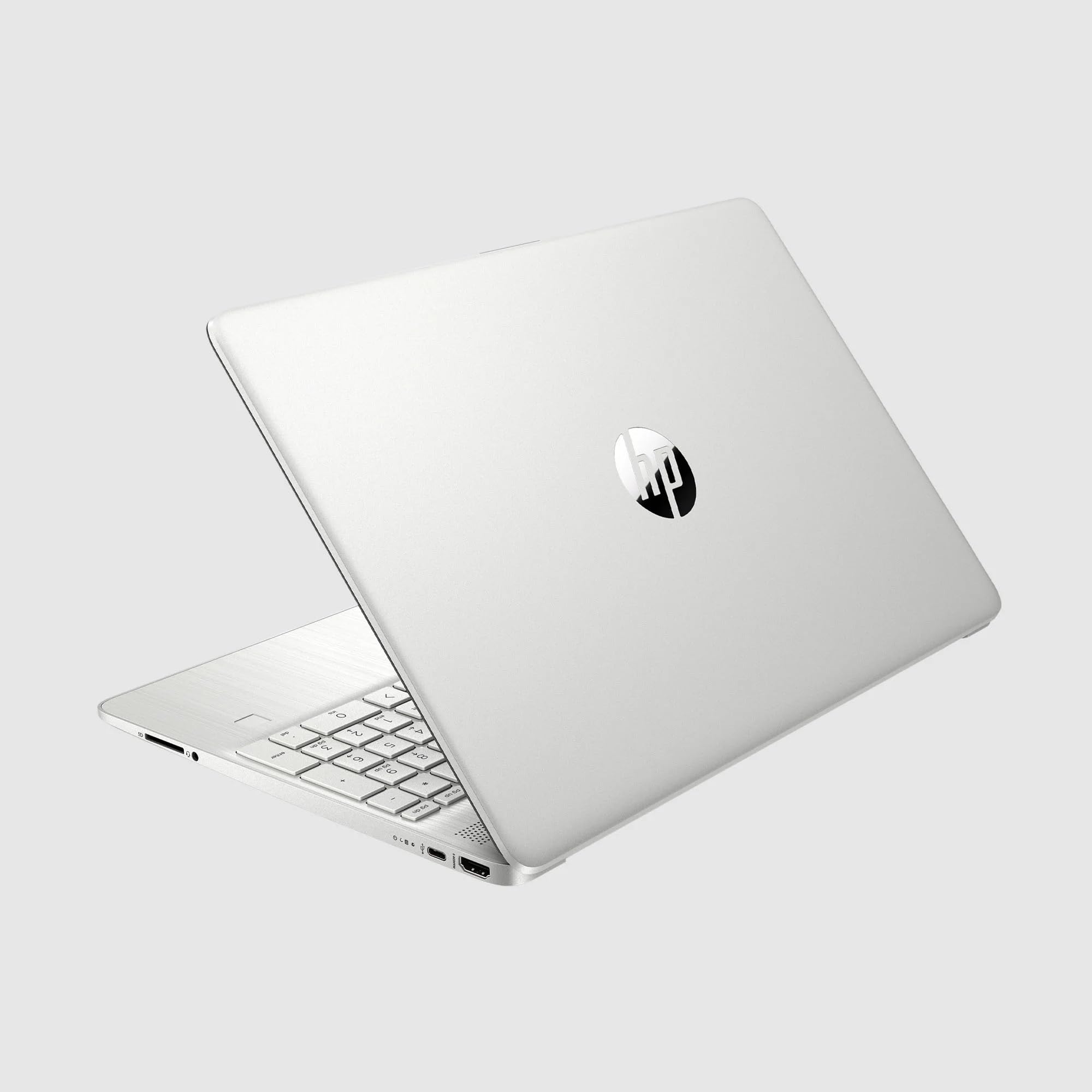Back. HP - 15.6" FHD Laptop - Intel Core i3-1215U 12th Gen with 8GB Memory - 256GB SSD - Silver.