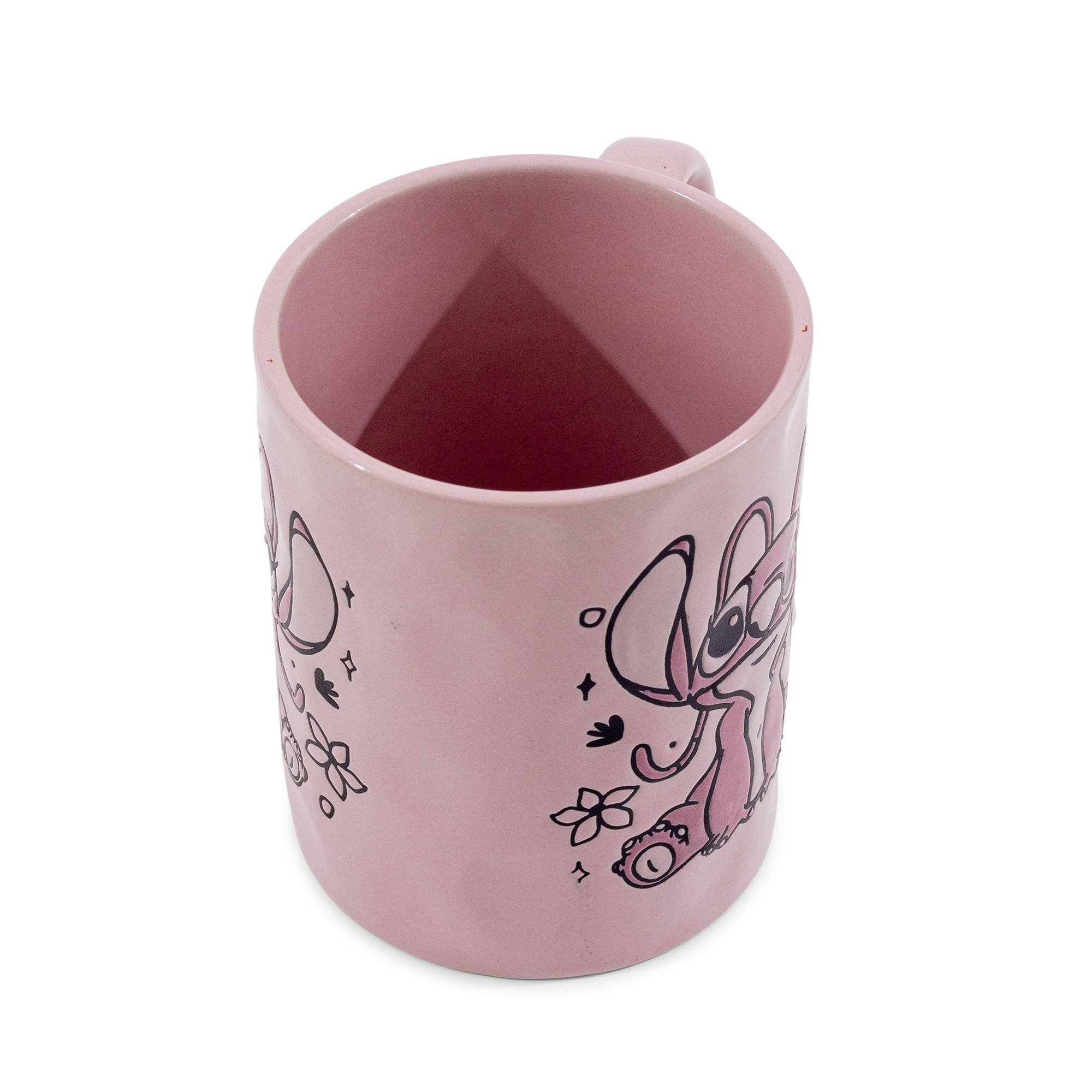 Alt View 1. Silver Buffalo - Disney Lilo & Stitch Angel Floral Ceramic Pottery Mug | Holds 17 Ounces - Multi-Colored.