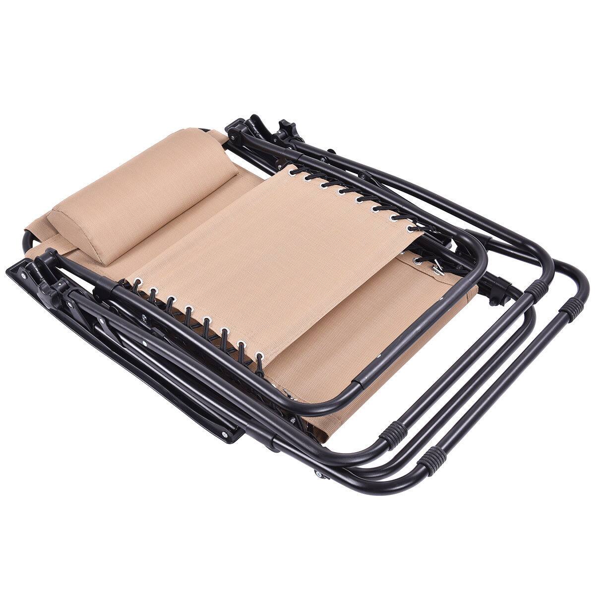 Alt View 7. Costway - Costway 2PCS Zero Gravity Chairs Lounge Patio Folding Recliner  W/Cup Holder - Beige.