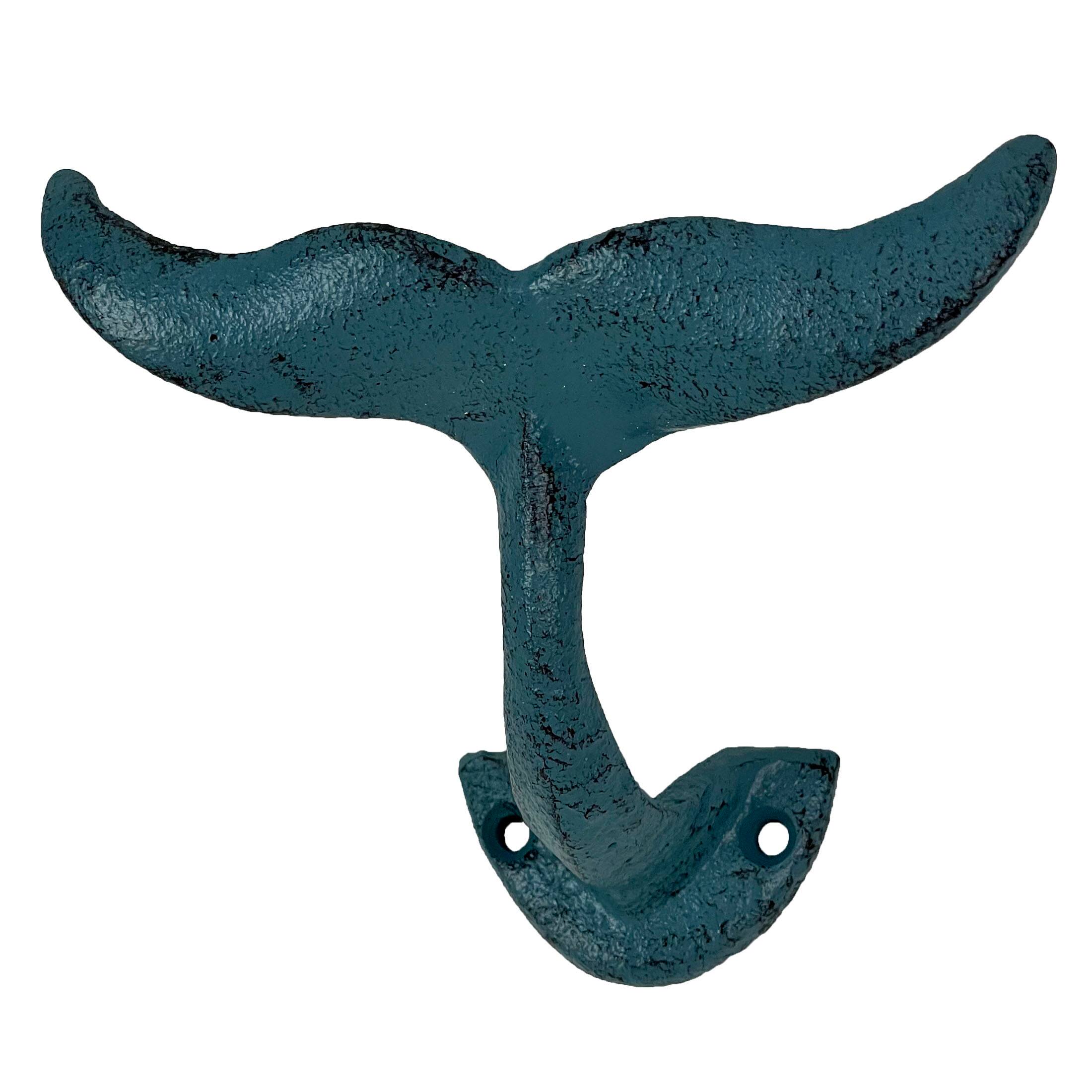 Alt View 5. Zeckos - Set of 3 Cast Iron Nautical Whale Tale Wall Hooks - Multicolored.