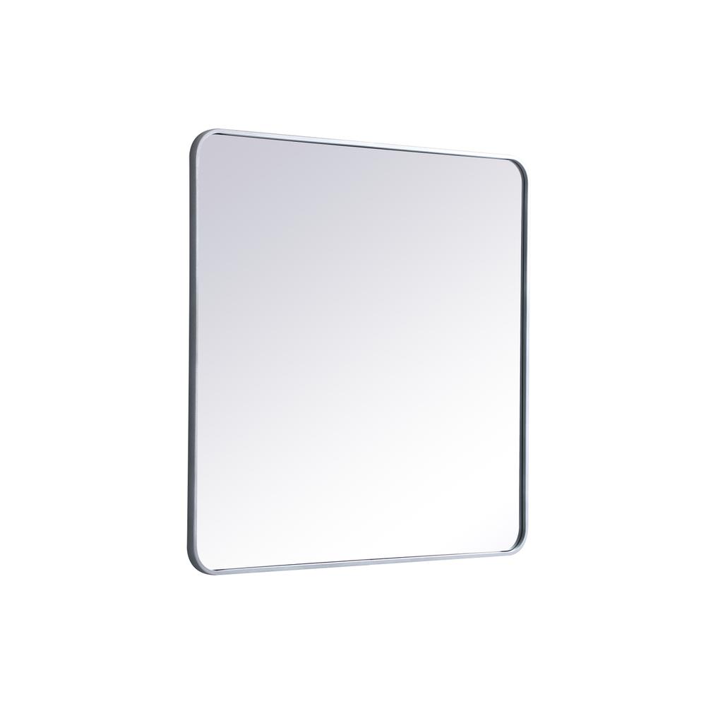 Left. Elegant Decor - Soft corner metal rectangular mirror 36x36 inch in Silver - Silver.
