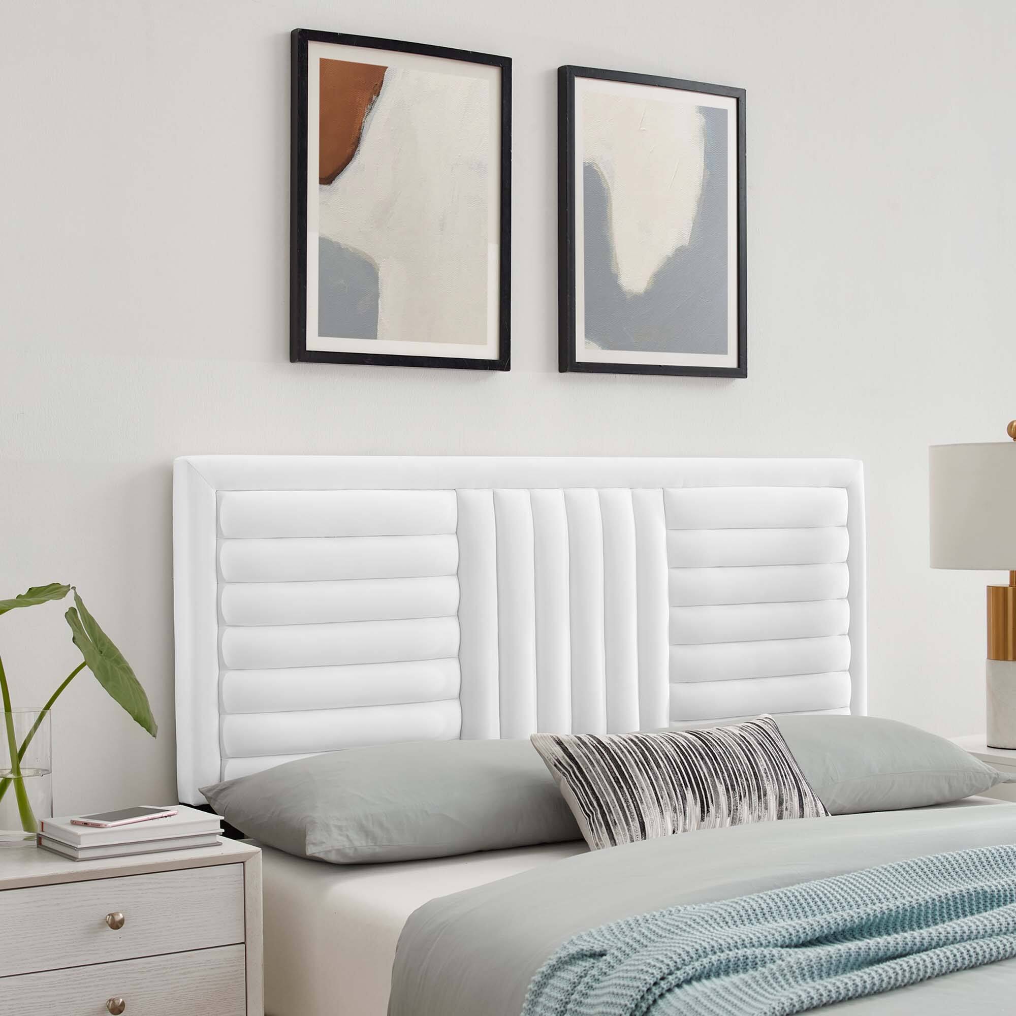 Alt View 2. Modway - Believe Channel Tufted Performance Velvet King/California King Headboard by Modway - White.