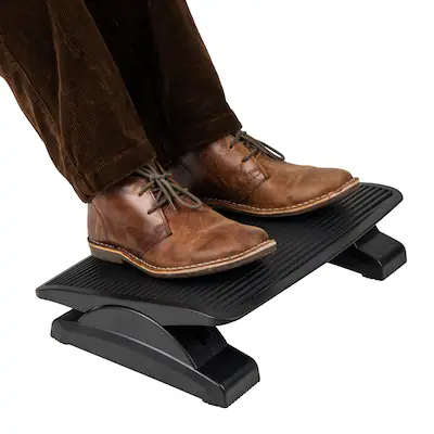 Front. Mind Reader - Foot Rest, Under Desk at Work, Ergonomic, Height Adjustable, Office, Plastic, 17.5"L x 13.5"W x 3.5"H - Black.