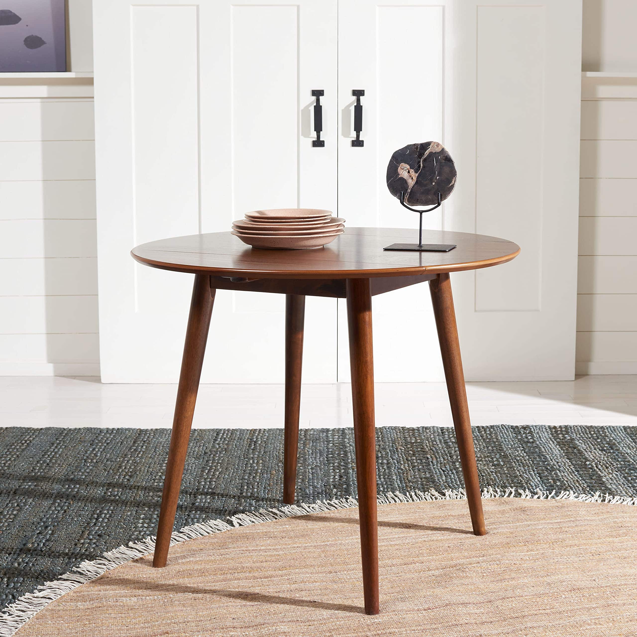 MAGICAL RUBS - Home Collection Lovell Folding Drop Leaf Round Dining Room Table Dtb1401a 0 - Walnut